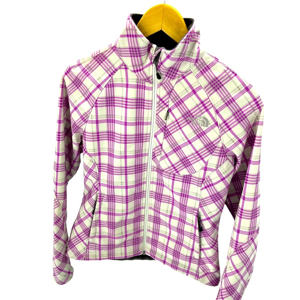 The North Face Full Zipper Purple White Plaid Jacket